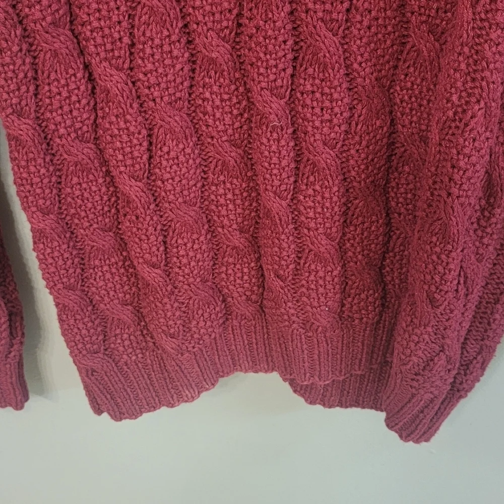 Vintage Roo‎ Crossing Special Hand Knit Cottage Red Sweater Cardigan Size M